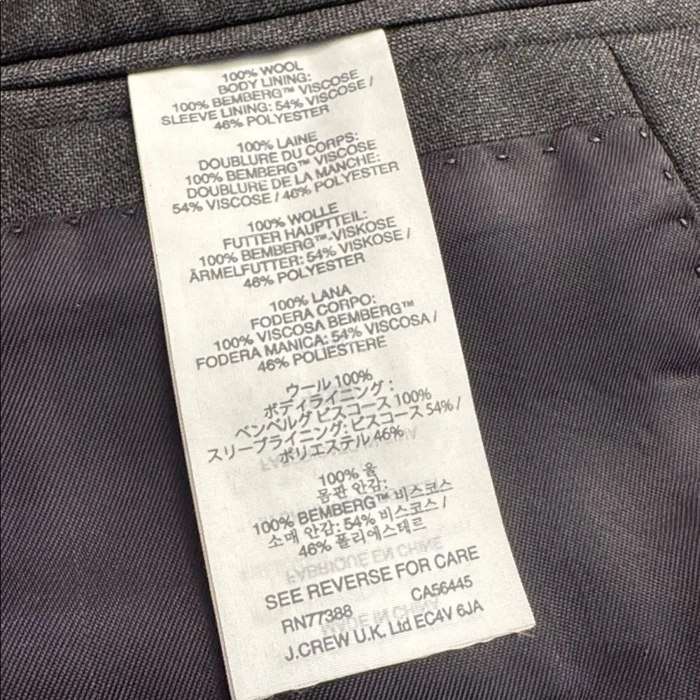 J.Crew Ludlow Slim-fit suit jacket in Italian wool Deep Charcoal 42R